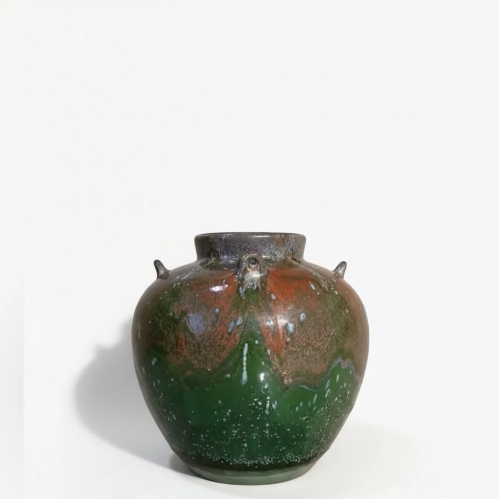 Pier 1 Red & Green Drip Glaze Vase